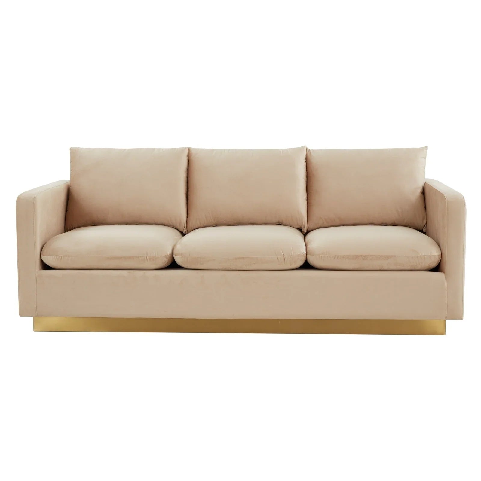 Nervo 3-Seater Velvet/Leather Full Sofa with Gold Stainless Steel Base - Elax Furniture