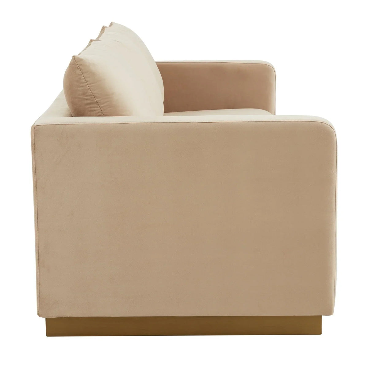 Nervo 3-Seater Velvet/Leather Full Sofa with Gold Stainless Steel Base - Elax Furniture