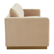 Nervo 3-Seater Velvet/Leather Full Sofa with Gold Stainless Steel Base - Elax Furniture