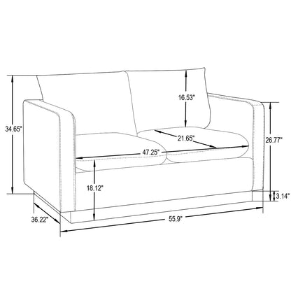 Nervo 3-Seater Velvet/Leather Full Sofa with Gold Stainless Steel Base - Elax Furniture