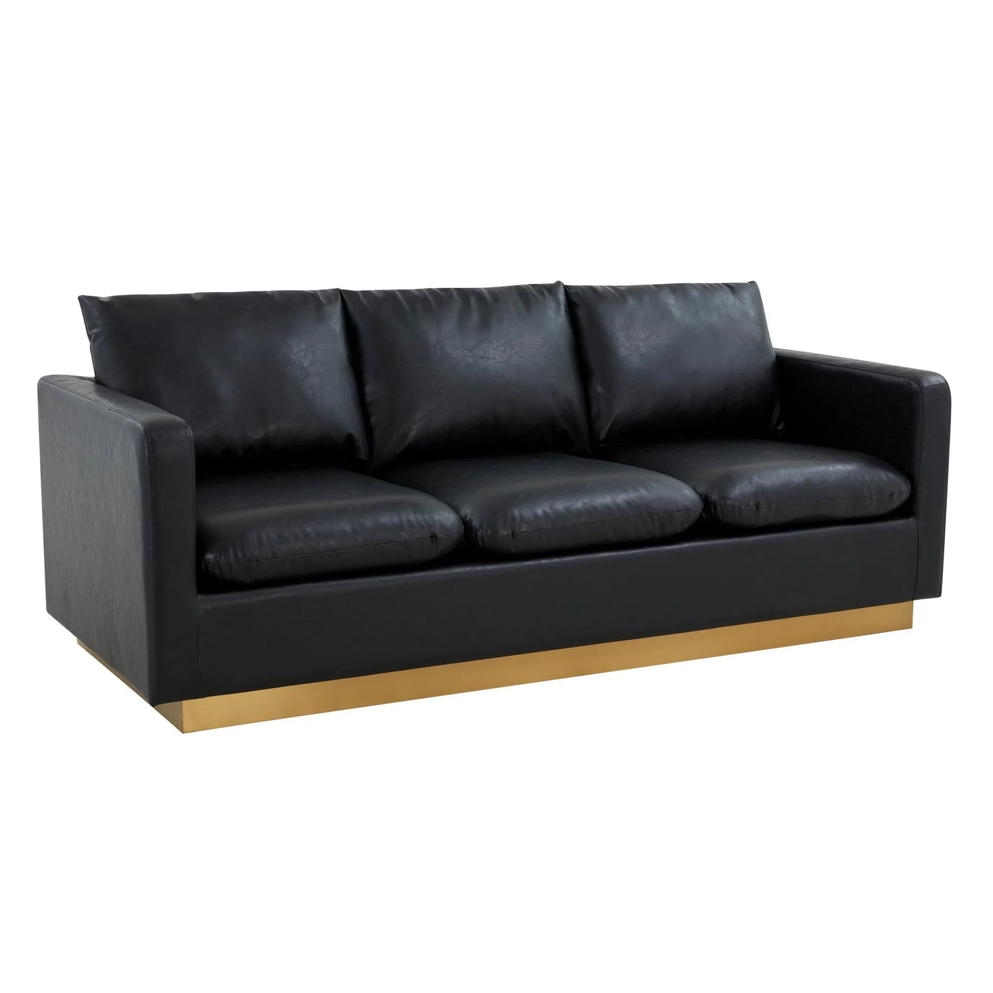 Nervo 3-Seater Velvet/Leather Full Sofa with Gold Stainless Steel Base - Elax Furniture