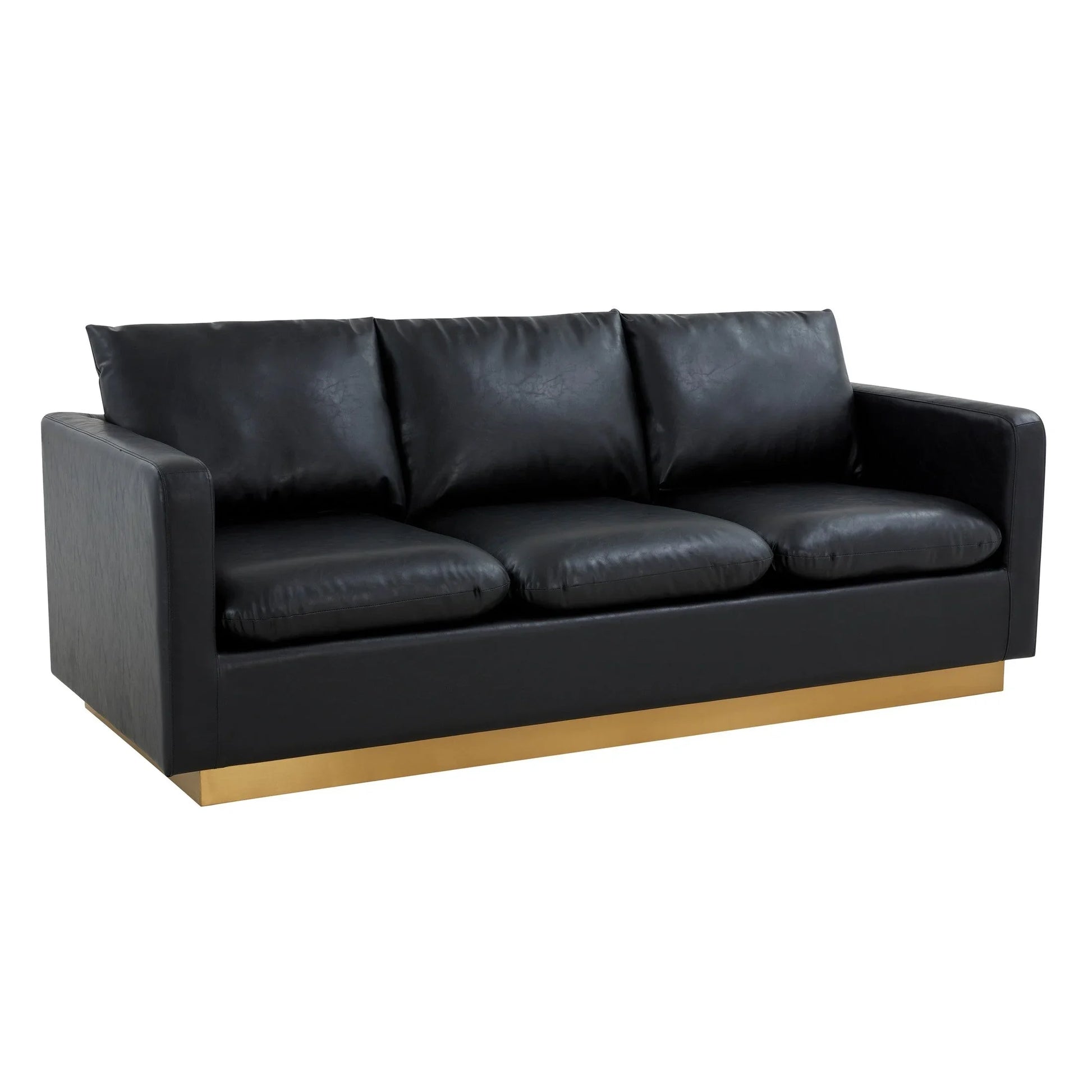Nervo 3-Seater Velvet/Leather Full Sofa with Gold Stainless Steel Base - Elax Furniture