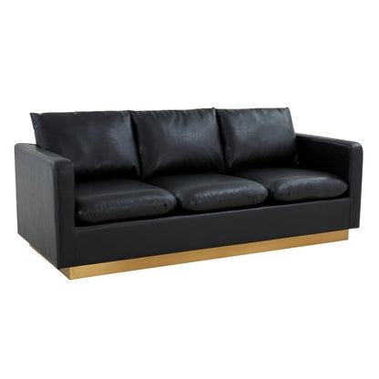 Nervo 3-Seater Velvet/Leather Full Sofa with Gold Stainless Steel Base - Elax Furniture