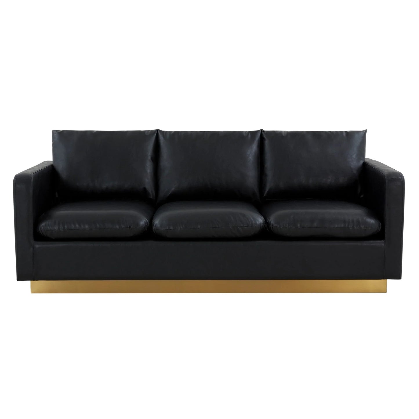 Nervo 3-Seater Velvet/Leather Full Sofa with Gold Stainless Steel Base - Elax Furniture