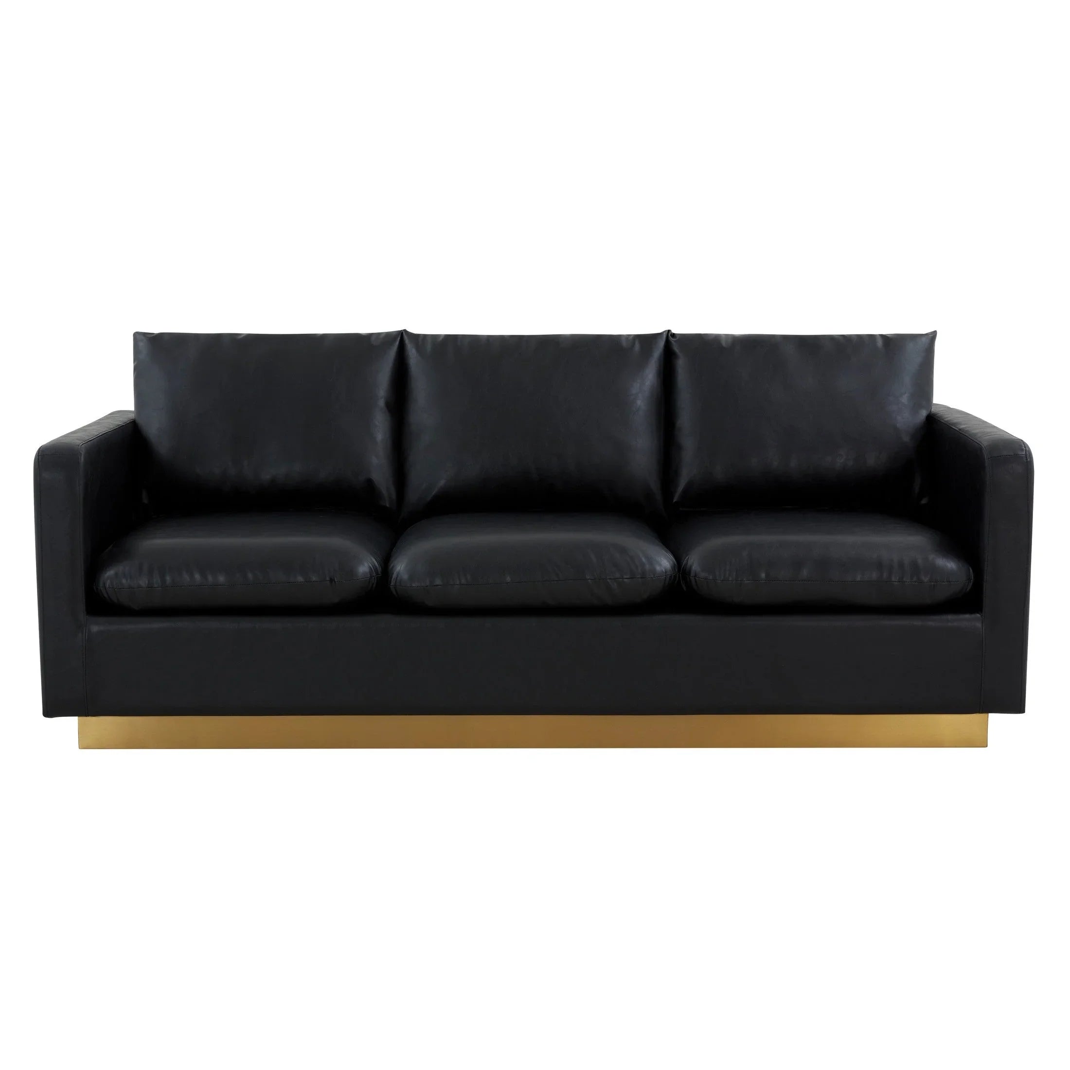 Nervo 3-Seater Velvet/Leather Full Sofa with Gold Stainless Steel Base - Elax Furniture