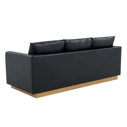 Nervo 3-Seater Velvet/Leather Full Sofa with Gold Stainless Steel Base - Elax Furniture