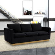 Nervo 3-Seater Velvet/Leather Full Sofa with Gold Stainless Steel Base - Elax Furniture