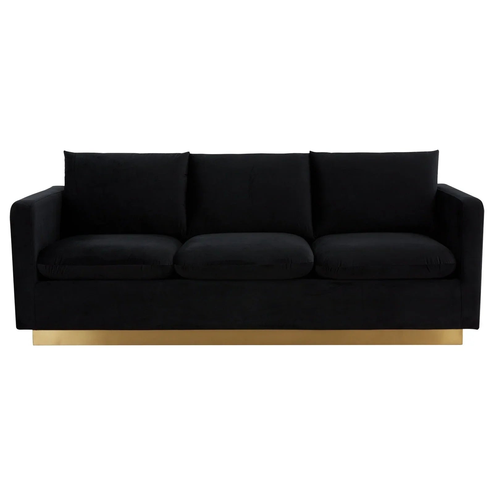 Nervo 3-Seater Velvet/Leather Full Sofa with Gold Stainless Steel Base - Elax Furniture