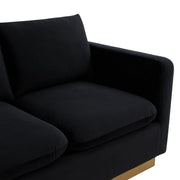 Nervo 3-Seater Velvet/Leather Full Sofa with Gold Stainless Steel Base - Elax Furniture