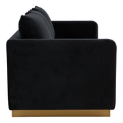 Nervo 3-Seater Velvet/Leather Full Sofa with Gold Stainless Steel Base - Elax Furniture