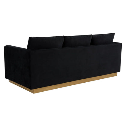 Nervo 3-Seater Velvet/Leather Full Sofa with Gold Stainless Steel Base - Elax Furniture