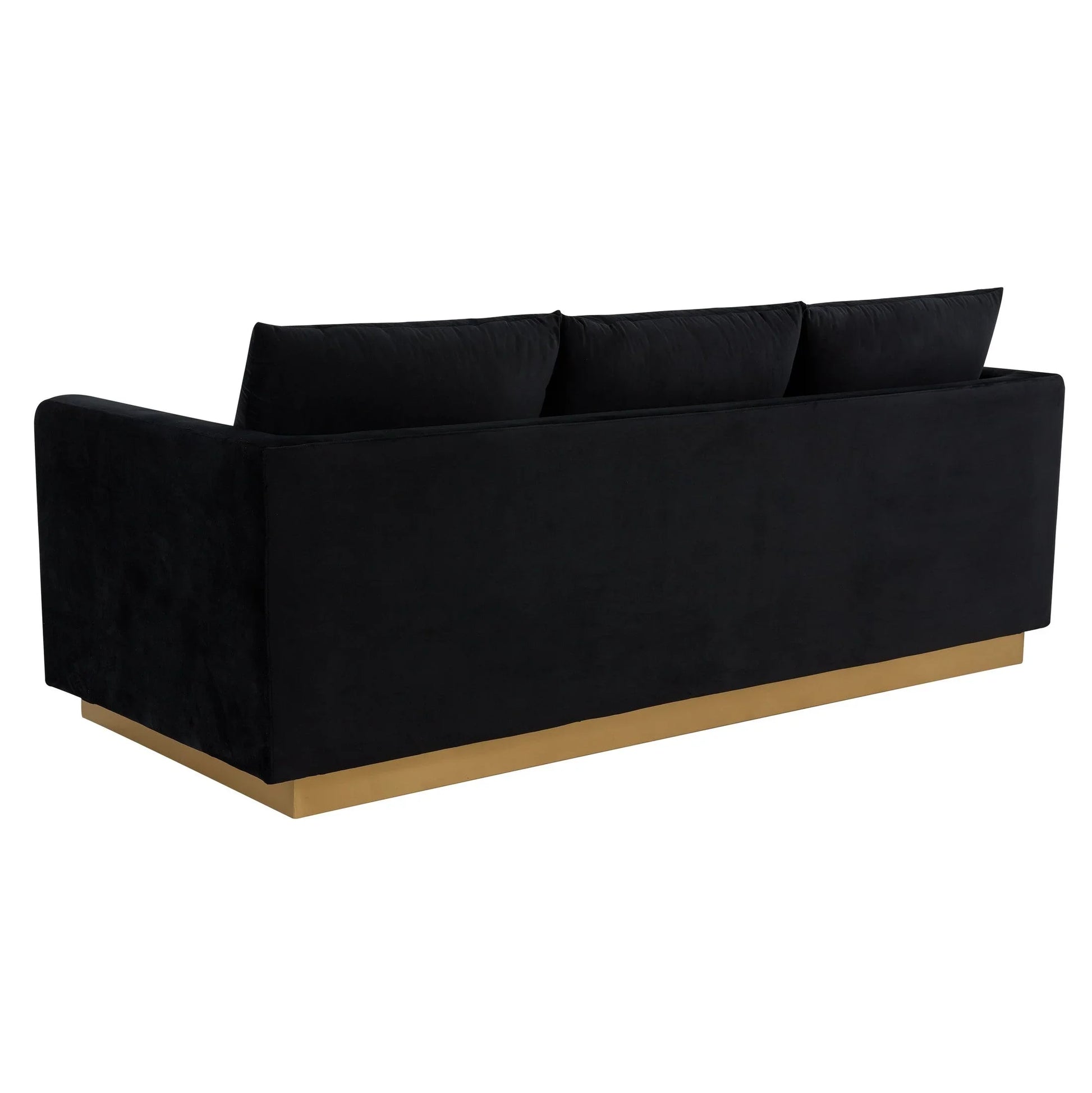 Nervo 3-Seater Velvet/Leather Full Sofa with Gold Stainless Steel Base - Elax Furniture