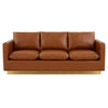 Nervo 3-Seater Velvet/Leather Full Sofa with Gold Stainless Steel Base