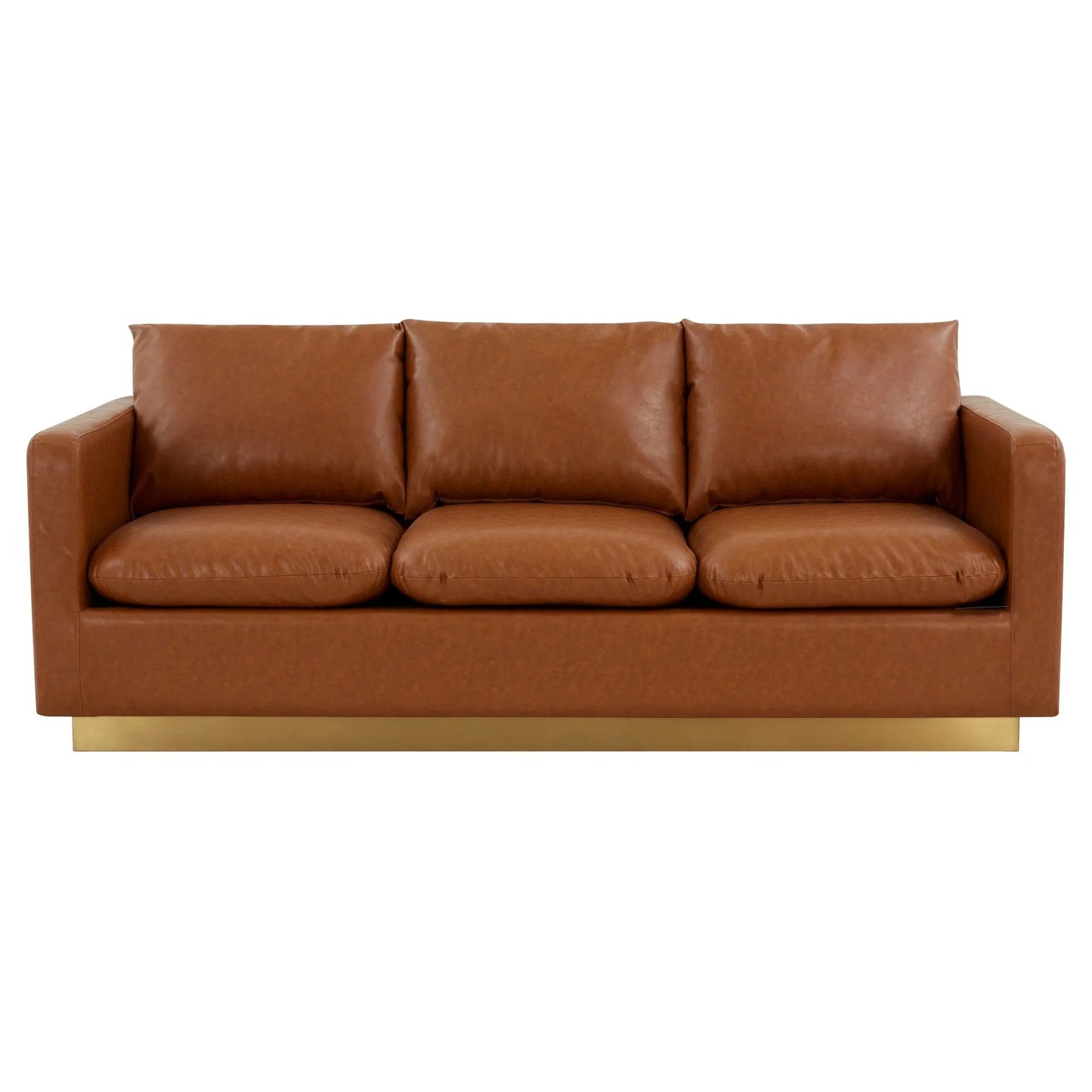 Nervo 3-Seater Velvet/Leather Full Sofa with Gold Stainless Steel Base - Elax Furniture