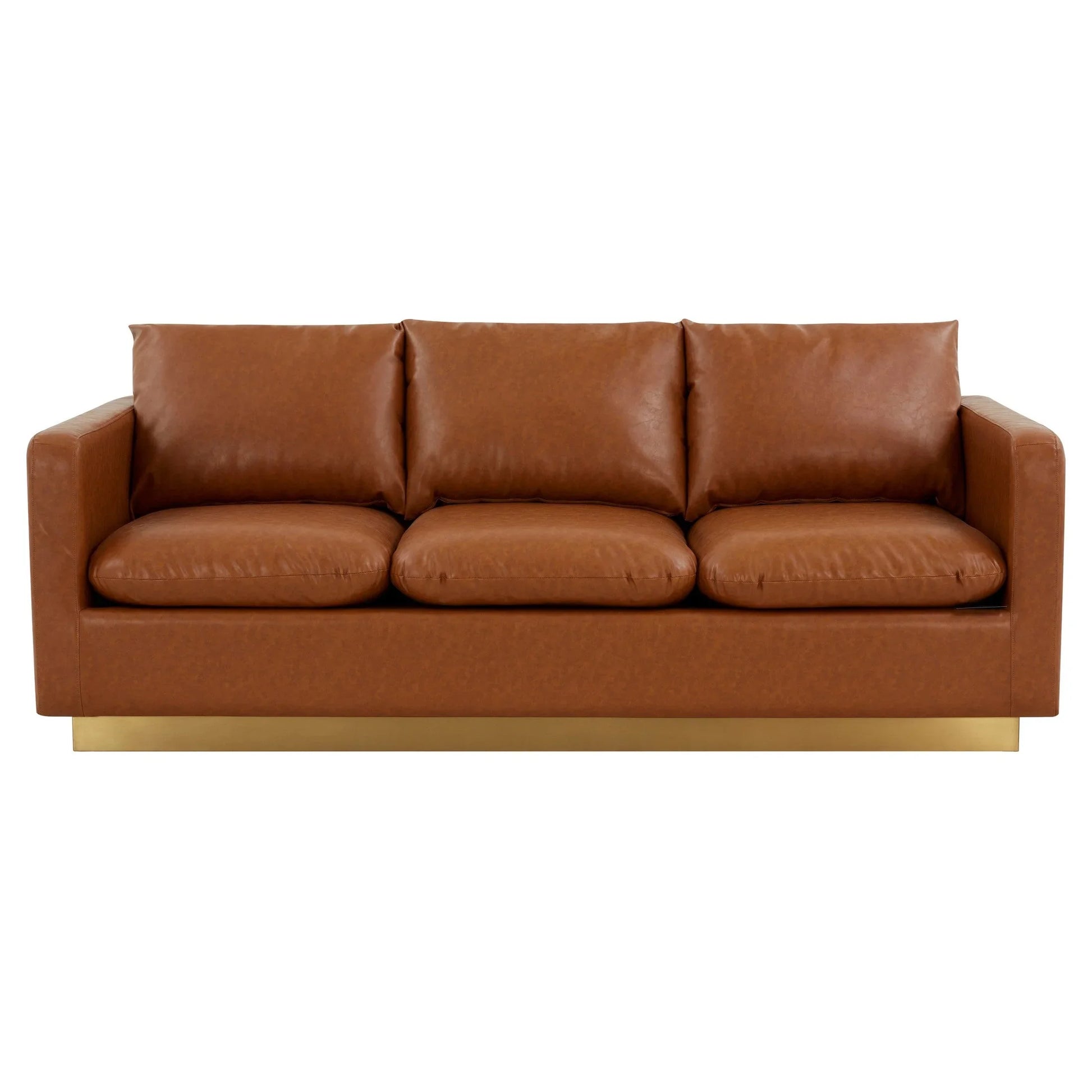 Nervo 3-Seater Velvet/Leather Full Sofa with Gold Stainless Steel Base - Elax Furniture