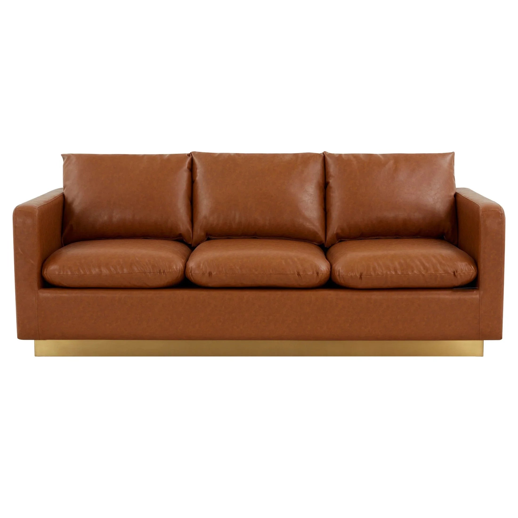 Nervo 3-Seater Velvet/Leather Full Sofa with Gold Stainless Steel Base - Elax Furniture