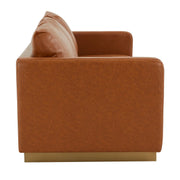 Nervo 3-Seater Velvet/Leather Full Sofa with Gold Stainless Steel Base - Elax Furniture