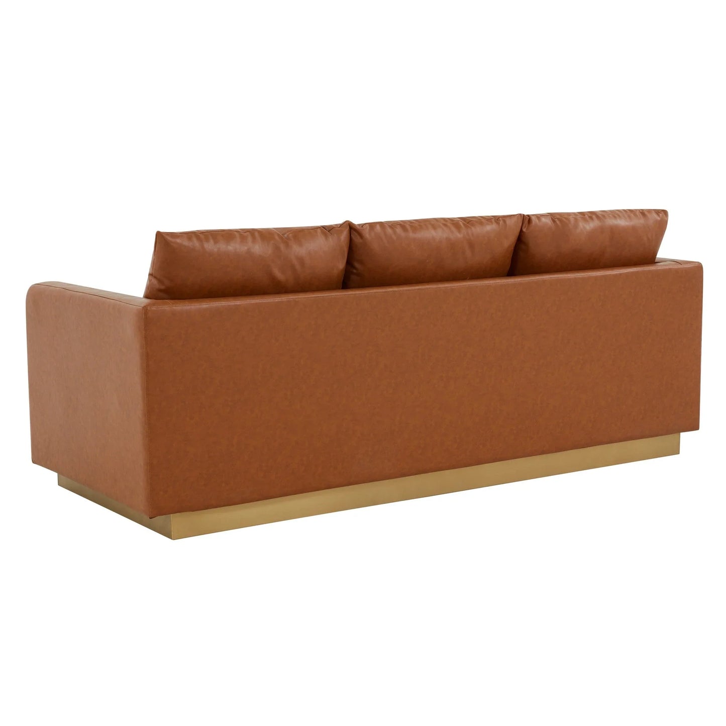 Nervo 3-Seater Velvet/Leather Full Sofa with Gold Stainless Steel Base - Elax Furniture