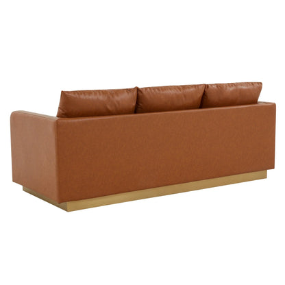 Nervo 3-Seater Velvet/Leather Full Sofa with Gold Stainless Steel Base - Elax Furniture