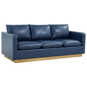 Nervo 3-Seater Velvet/Leather Full Sofa with Gold Stainless Steel Base - Elax Furniture