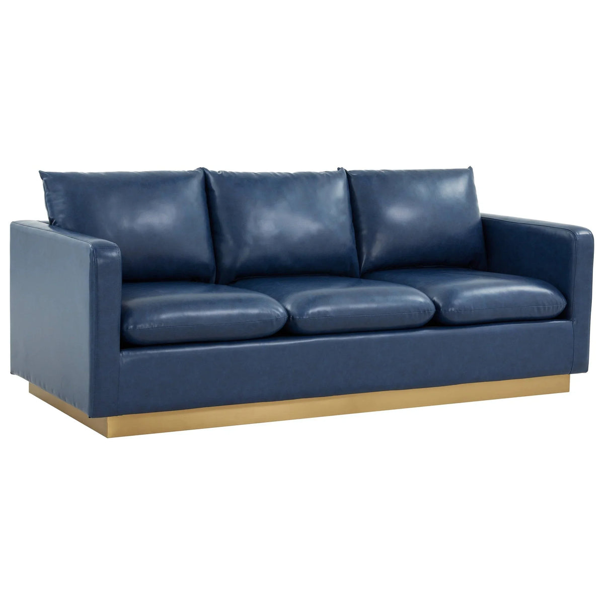 Nervo 3-Seater Velvet/Leather Full Sofa with Gold Stainless Steel Base - Elax Furniture