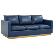 Nervo 3-Seater Velvet/Leather Full Sofa with Gold Stainless Steel Base - Elax Furniture