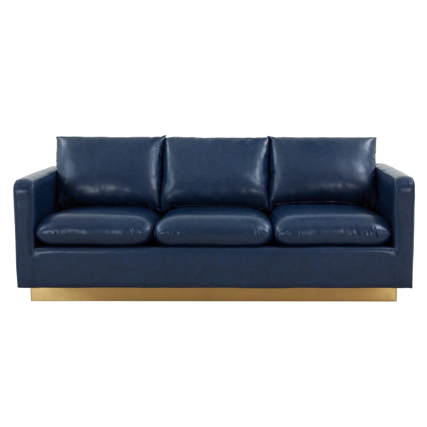 Nervo 3-Seater Velvet/Leather Full Sofa with Gold Stainless Steel Base - Elax Furniture