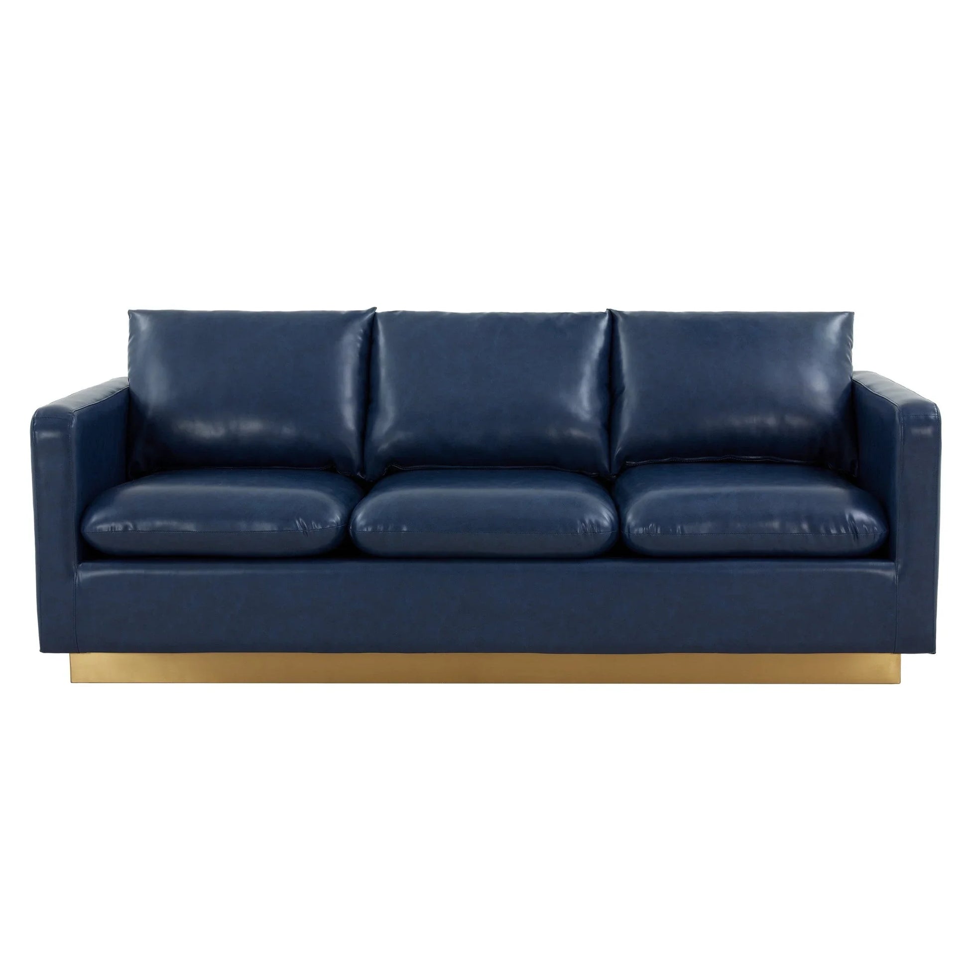 Nervo 3-Seater Velvet/Leather Full Sofa with Gold Stainless Steel Base - Elax Furniture