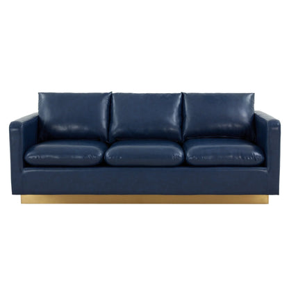 Nervo 3-Seater Velvet/Leather Full Sofa with Gold Stainless Steel Base - Elax Furniture