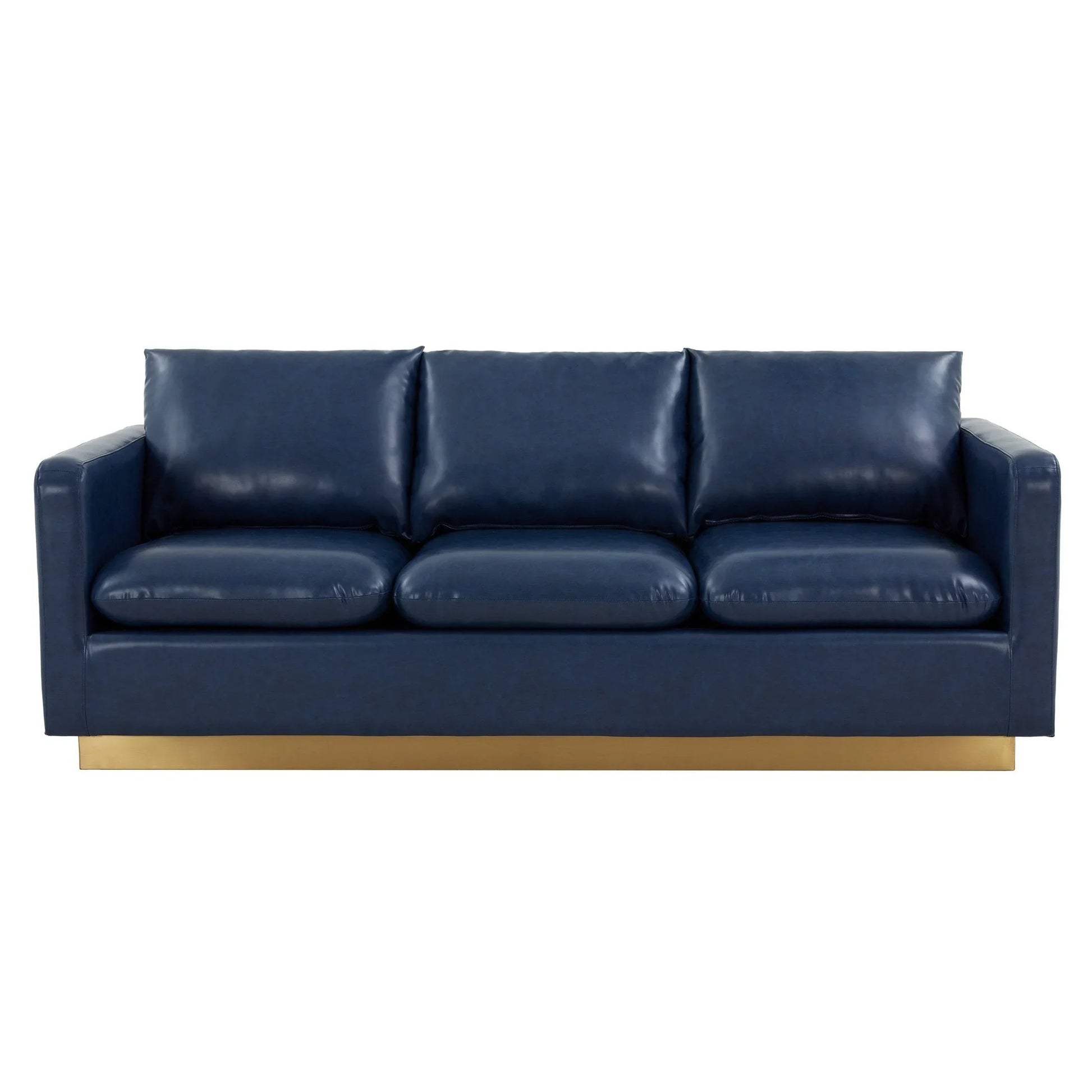 Nervo 3-Seater Velvet/Leather Full Sofa with Gold Stainless Steel Base - Elax Furniture