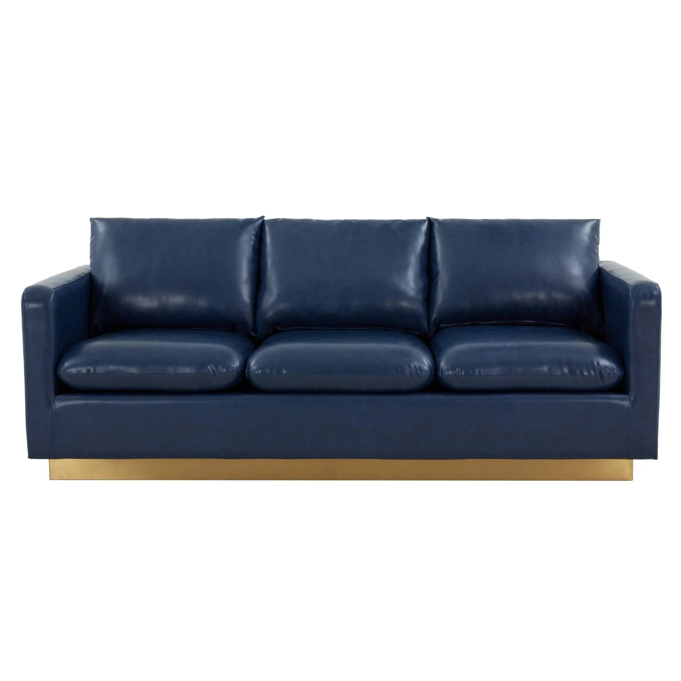 Nervo 3-Seater Velvet/Leather Full Sofa with Gold Stainless Steel Base - Elax Furniture