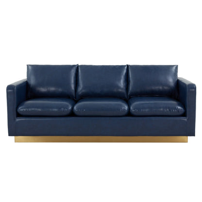 Nervo 3-Seater Velvet/Leather Full Sofa with Gold Stainless Steel Base - Elax Furniture