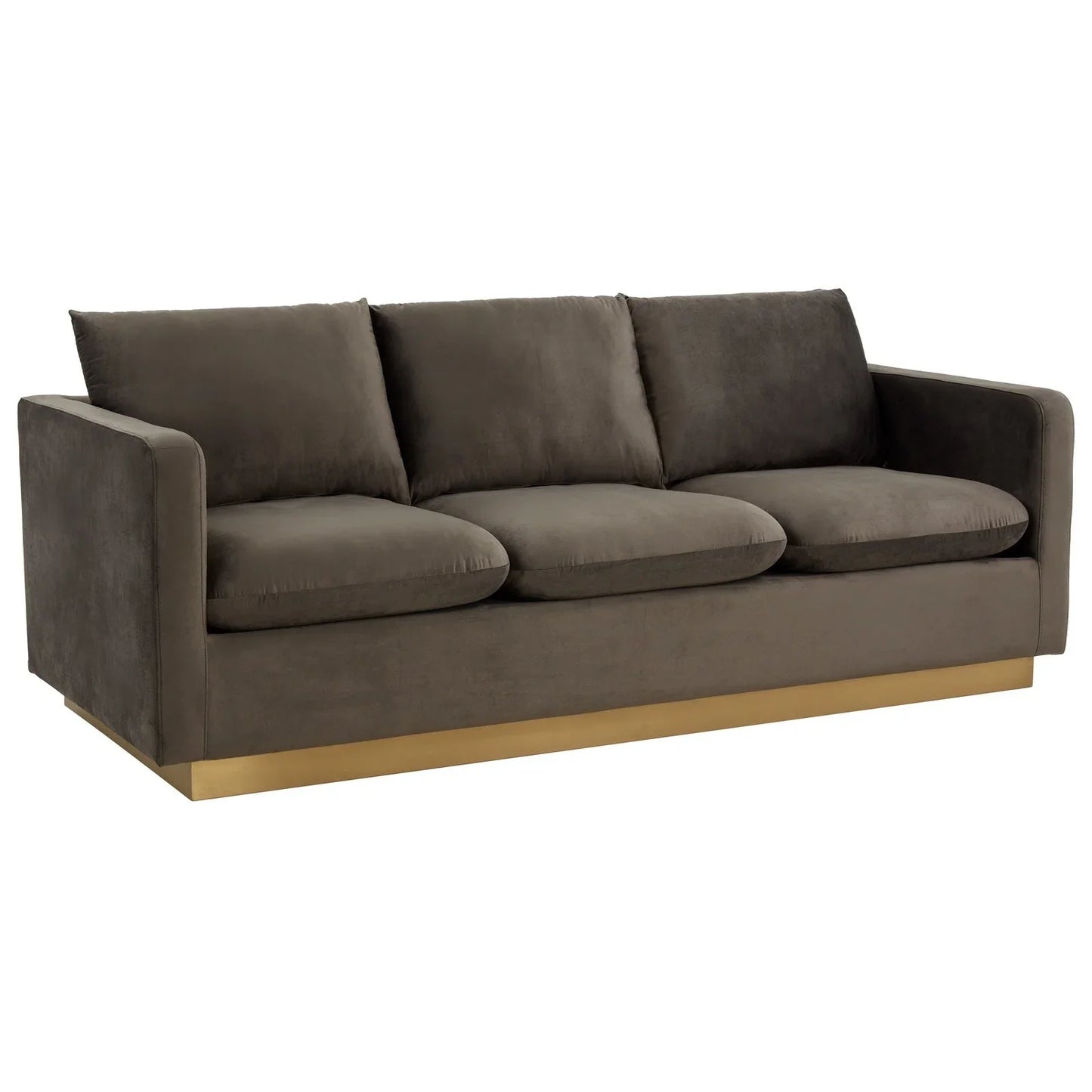 Nervo 3-Seater Velvet/Leather Full Sofa with Gold Stainless Steel Base - Elax Furniture