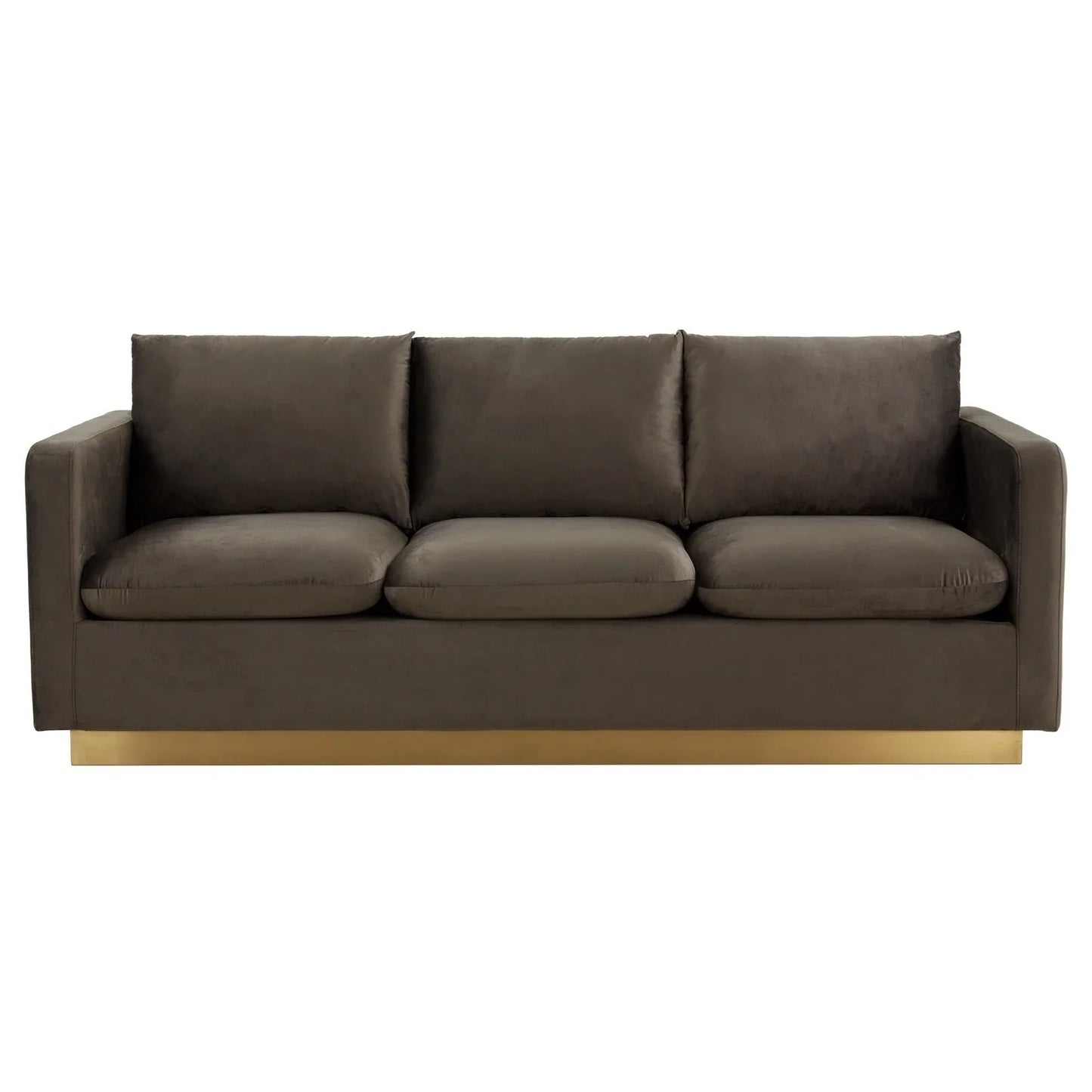 Nervo 3-Seater Velvet/Leather Full Sofa with Gold Stainless Steel Base - Elax Furniture
