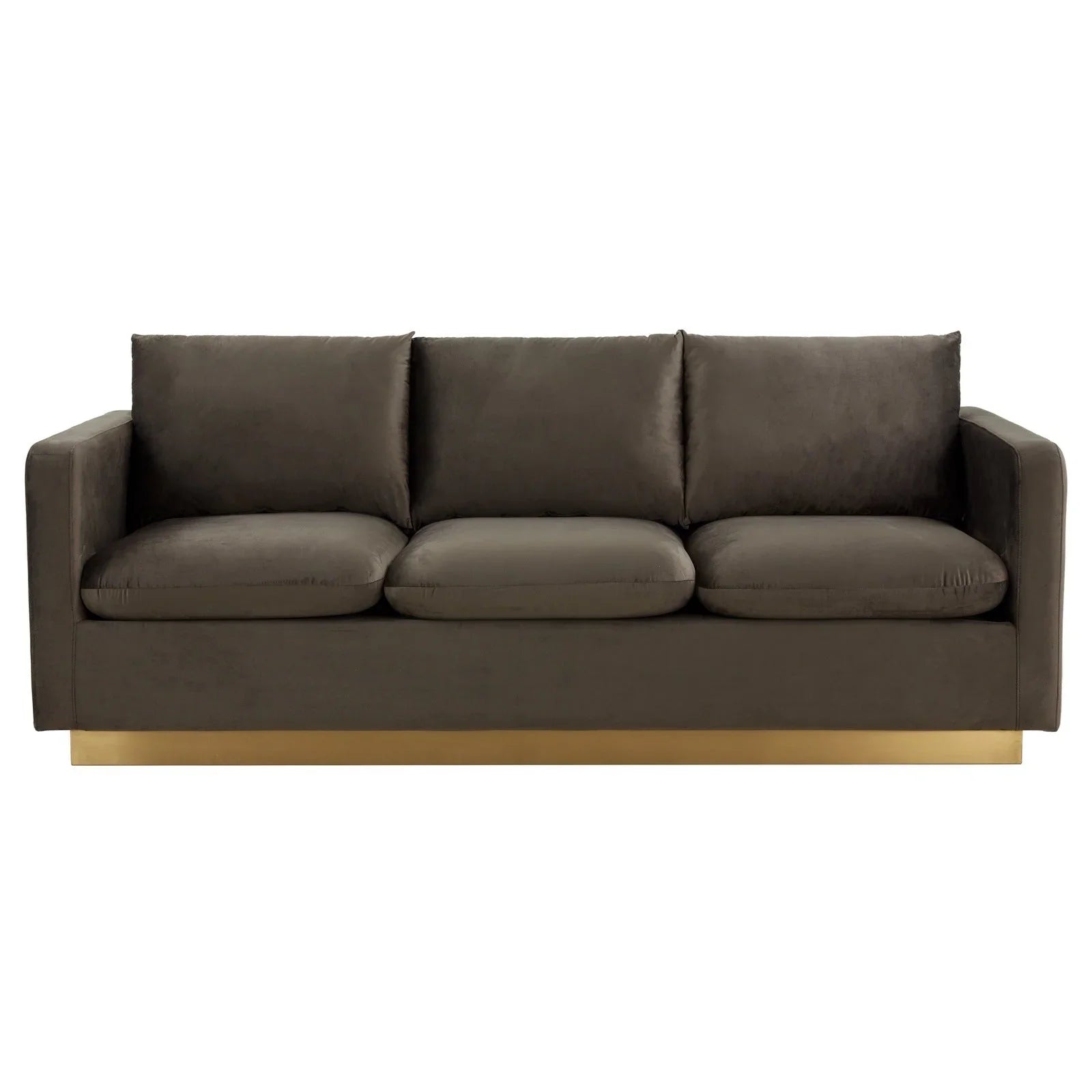 Nervo 3-Seater Velvet/Leather Full Sofa with Gold Stainless Steel Base - Elax Furniture