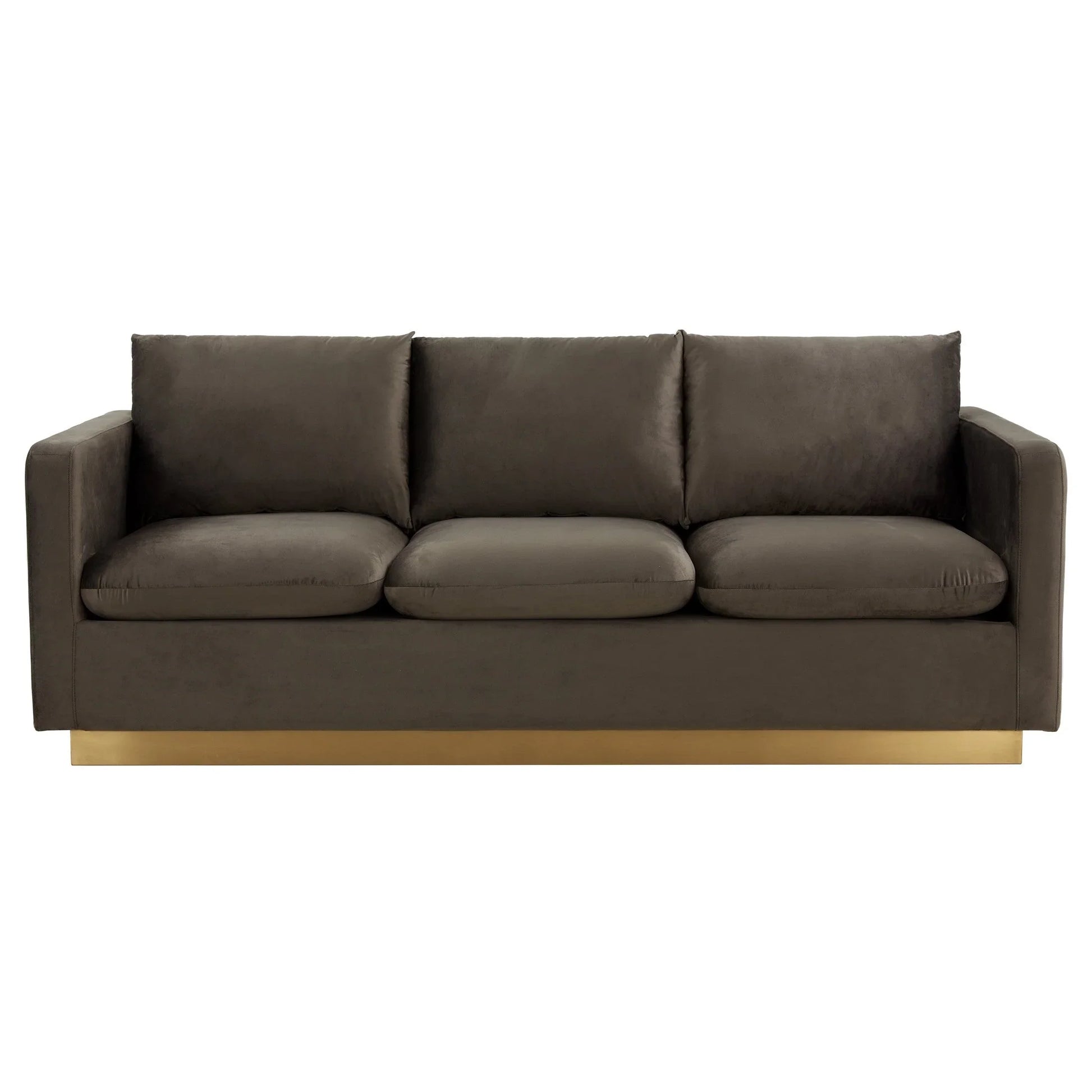 Nervo 3-Seater Velvet/Leather Full Sofa with Gold Stainless Steel Base - Elax Furniture