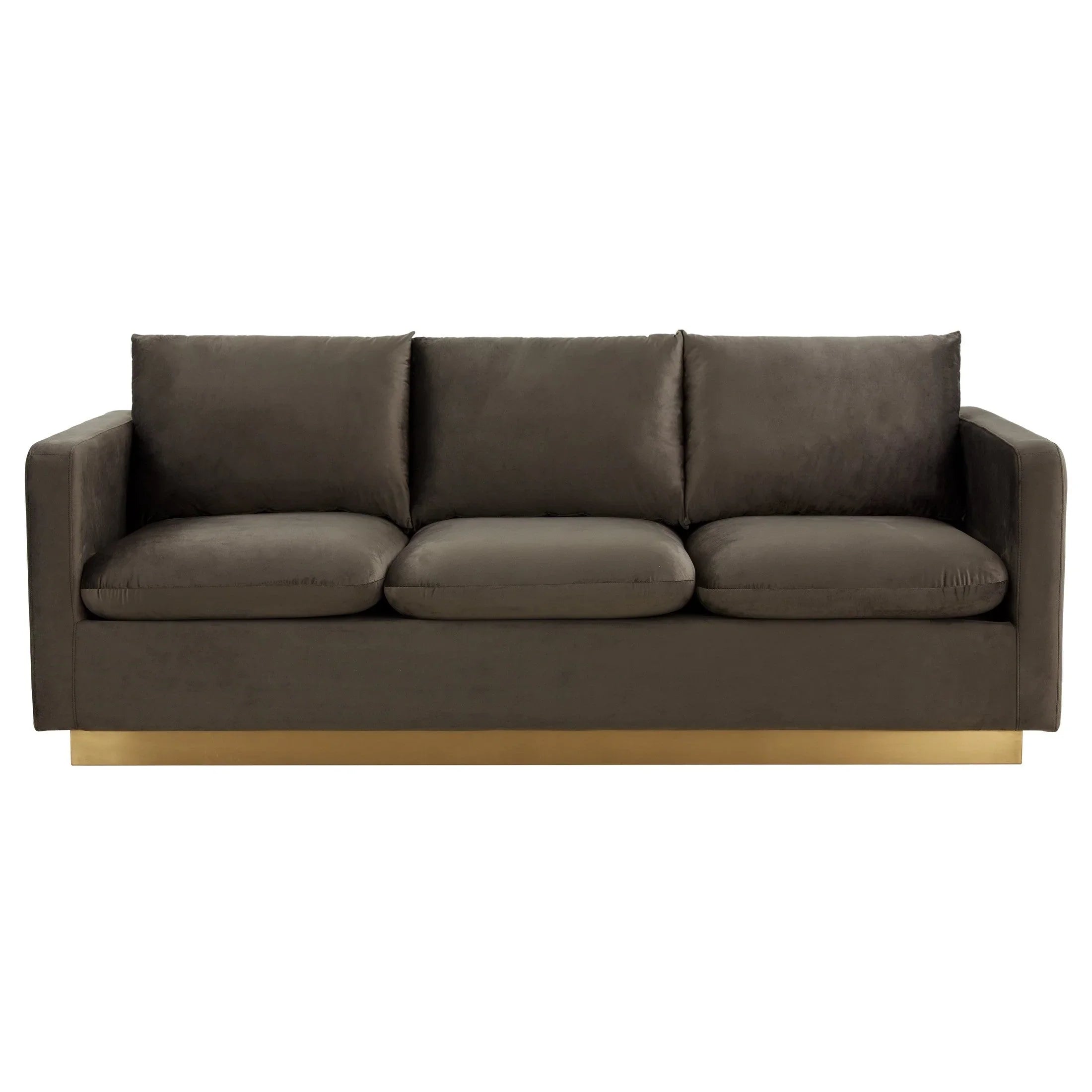 Nervo 3-Seater Velvet/Leather Full Sofa with Gold Stainless Steel Base - Elax Furniture