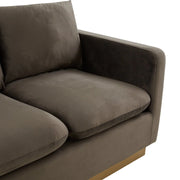 Nervo 3-Seater Velvet/Leather Full Sofa with Gold Stainless Steel Base - Elax Furniture