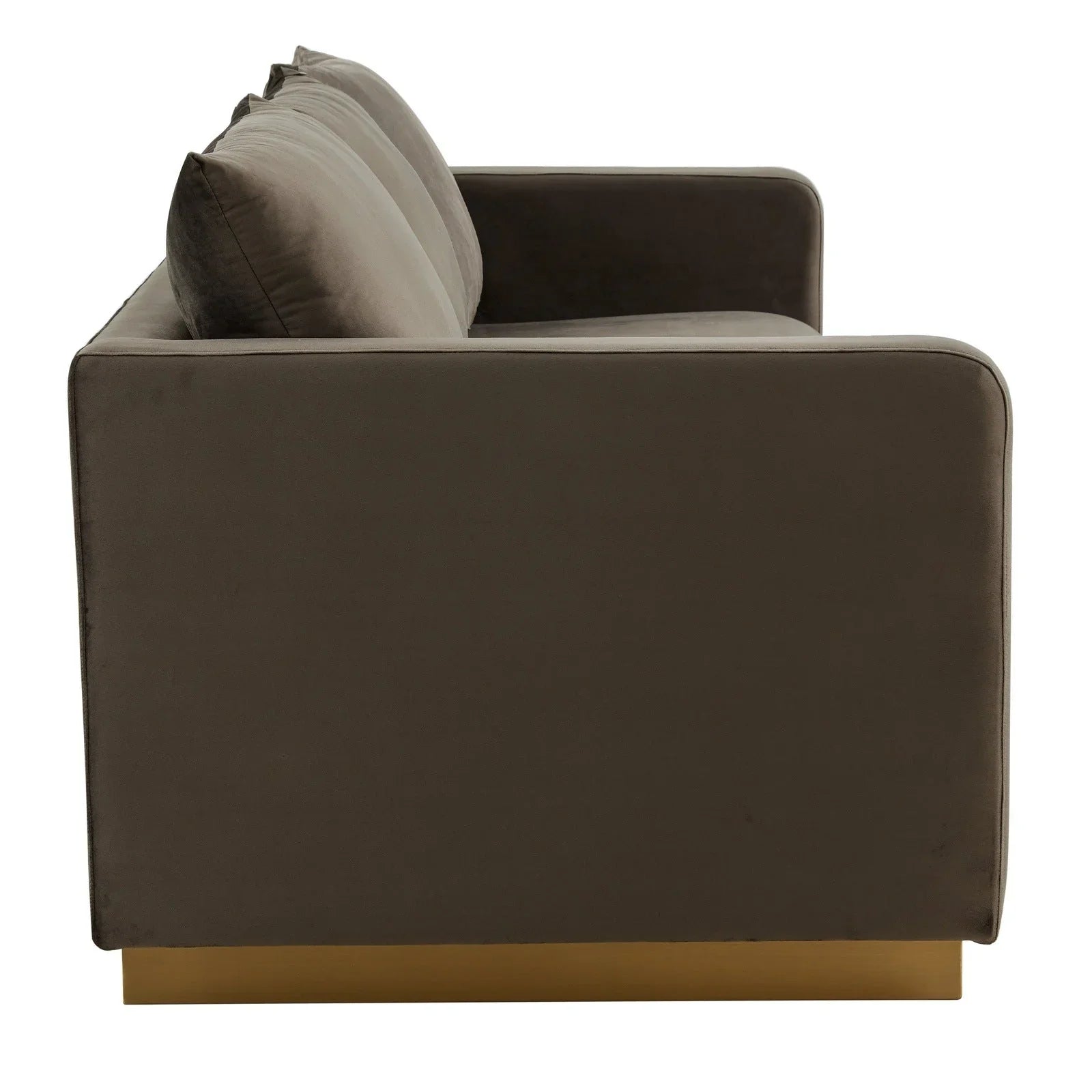 Nervo 3-Seater Velvet/Leather Full Sofa with Gold Stainless Steel Base - Elax Furniture