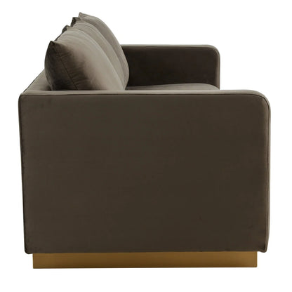 Nervo 3-Seater Velvet/Leather Full Sofa with Gold Stainless Steel Base - Elax Furniture