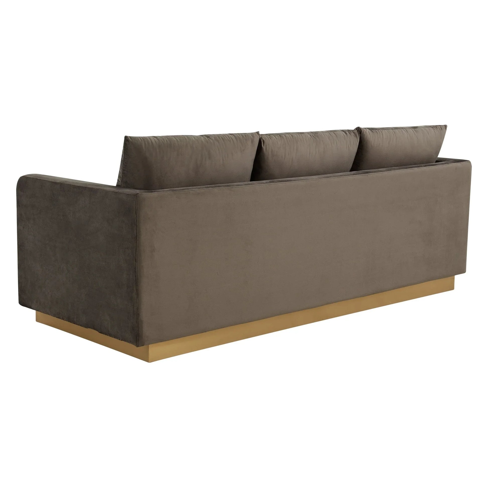 Nervo 3-Seater Velvet/Leather Full Sofa with Gold Stainless Steel Base - Elax Furniture