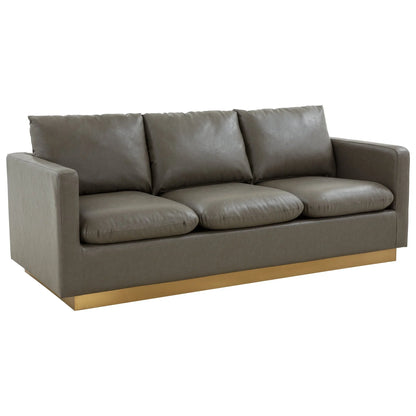 Nervo 3-Seater Velvet/Leather Full Sofa with Gold Stainless Steel Base - Elax Furniture