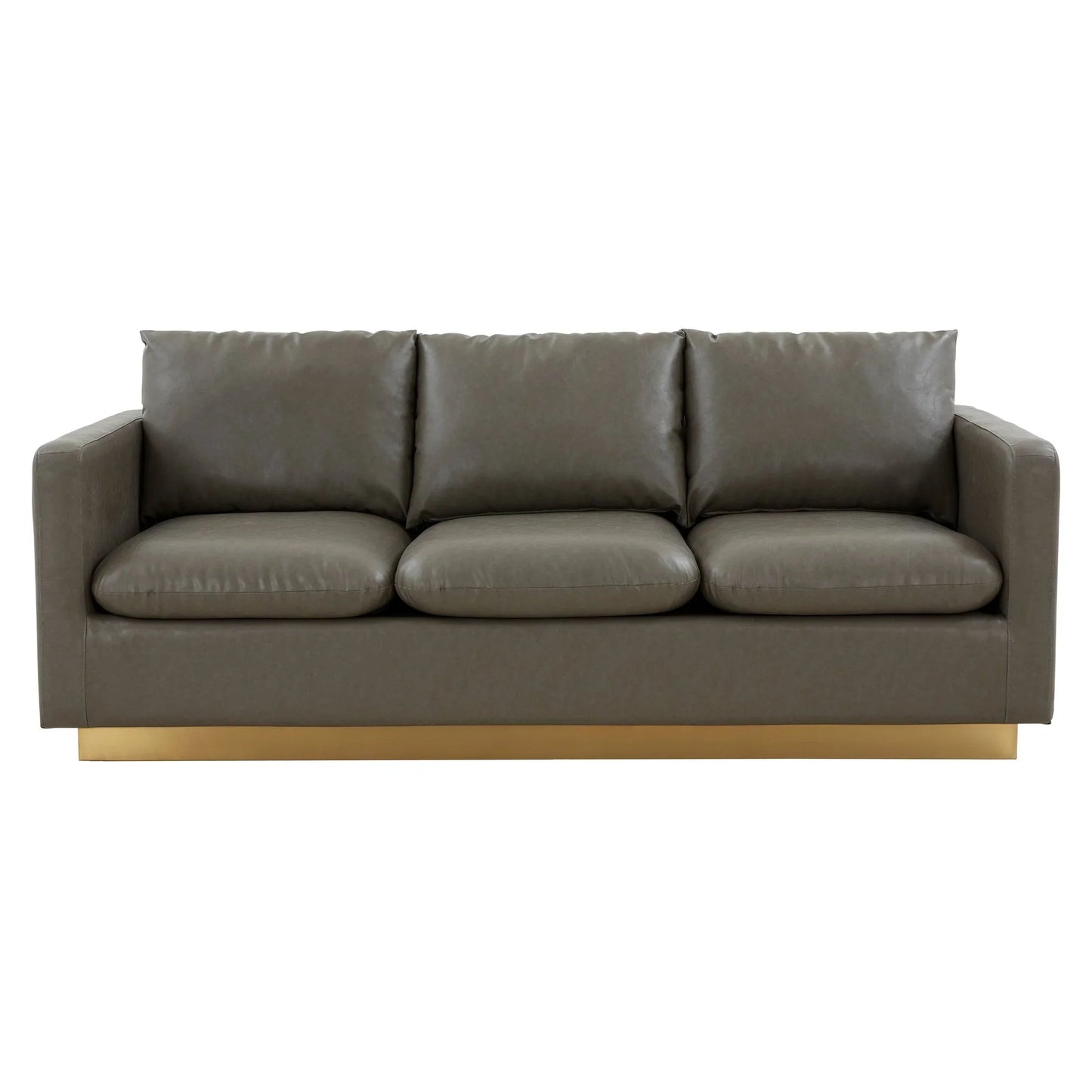 Nervo 3-Seater Velvet/Leather Full Sofa with Gold Stainless Steel Base - Elax Furniture