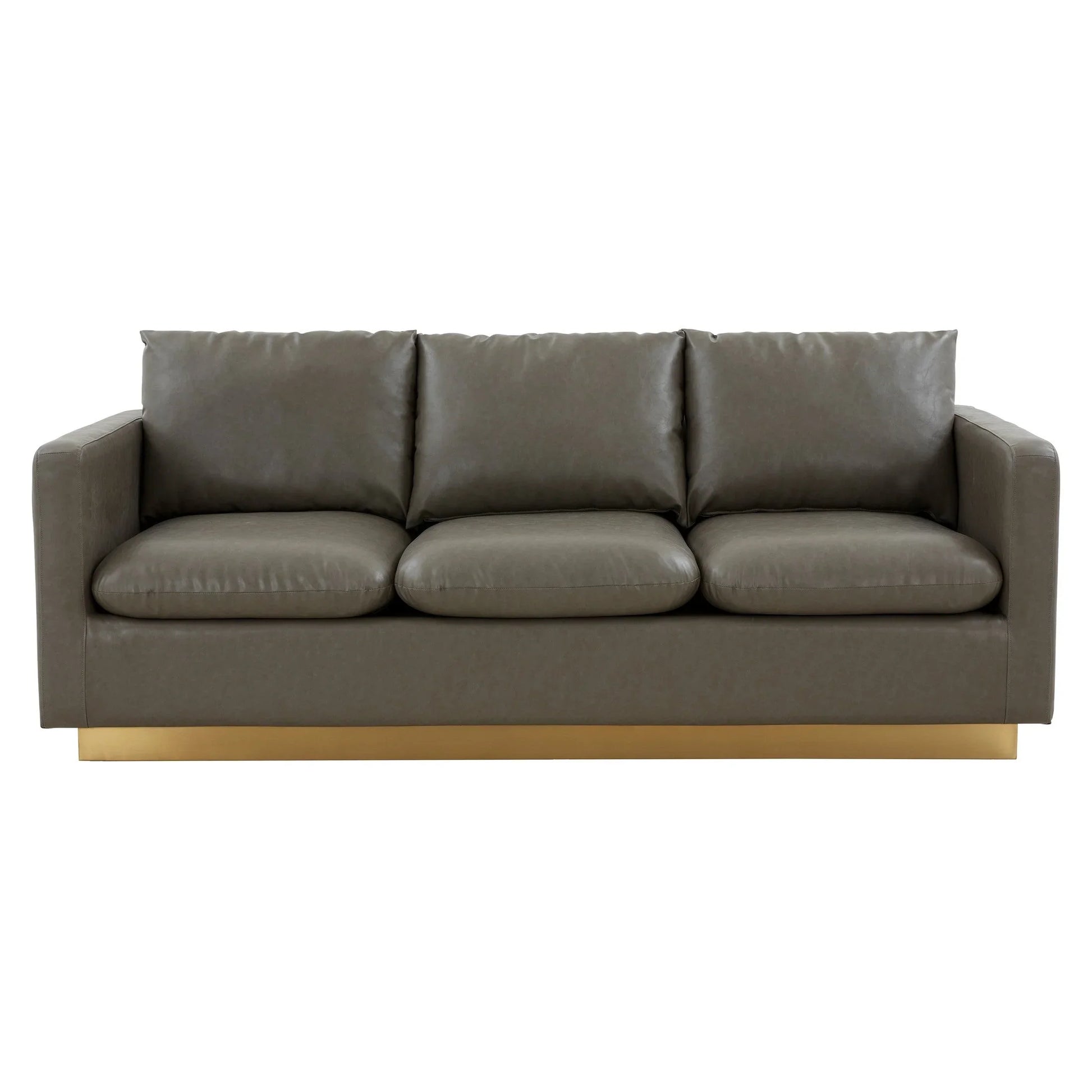 Nervo 3-Seater Velvet/Leather Full Sofa with Gold Stainless Steel Base - Elax Furniture