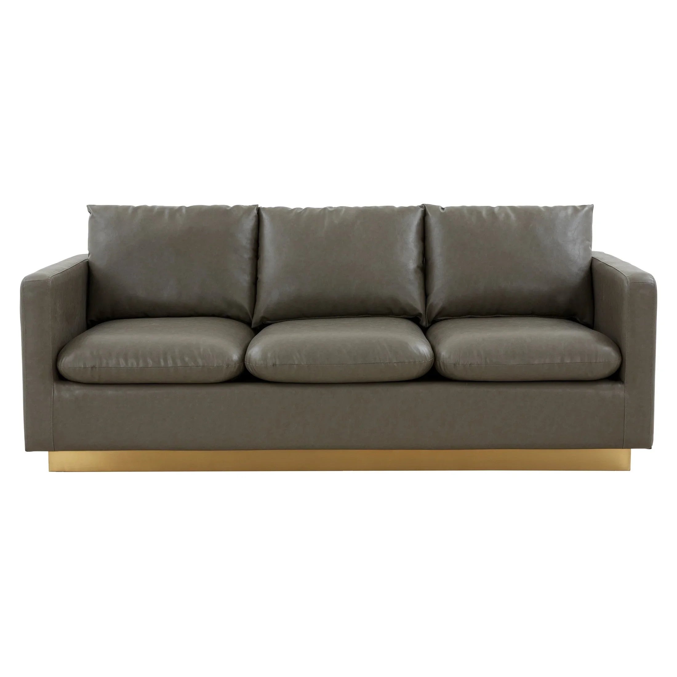 Nervo 3-Seater Velvet/Leather Full Sofa with Gold Stainless Steel Base - Elax Furniture