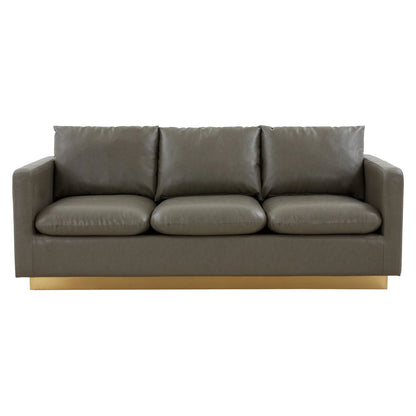 Nervo 3-Seater Velvet/Leather Full Sofa with Gold Stainless Steel Base - Elax Furniture
