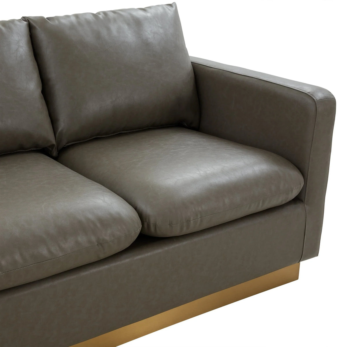 Nervo 3-Seater Velvet/Leather Full Sofa with Gold Stainless Steel Base - Elax Furniture