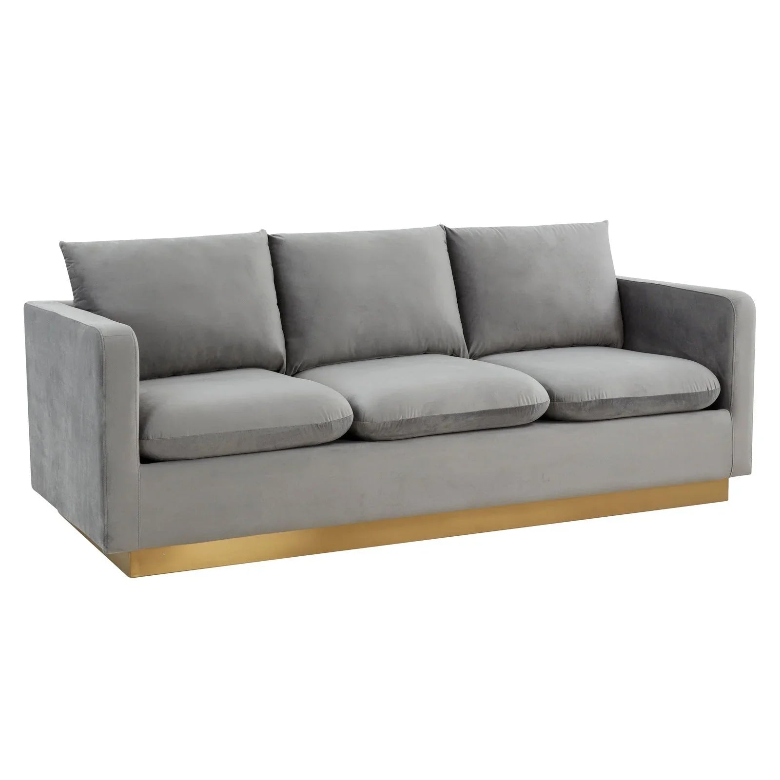 Nervo 3-Seater Velvet/Leather Full Sofa with Gold Stainless Steel Base - Elax Furniture