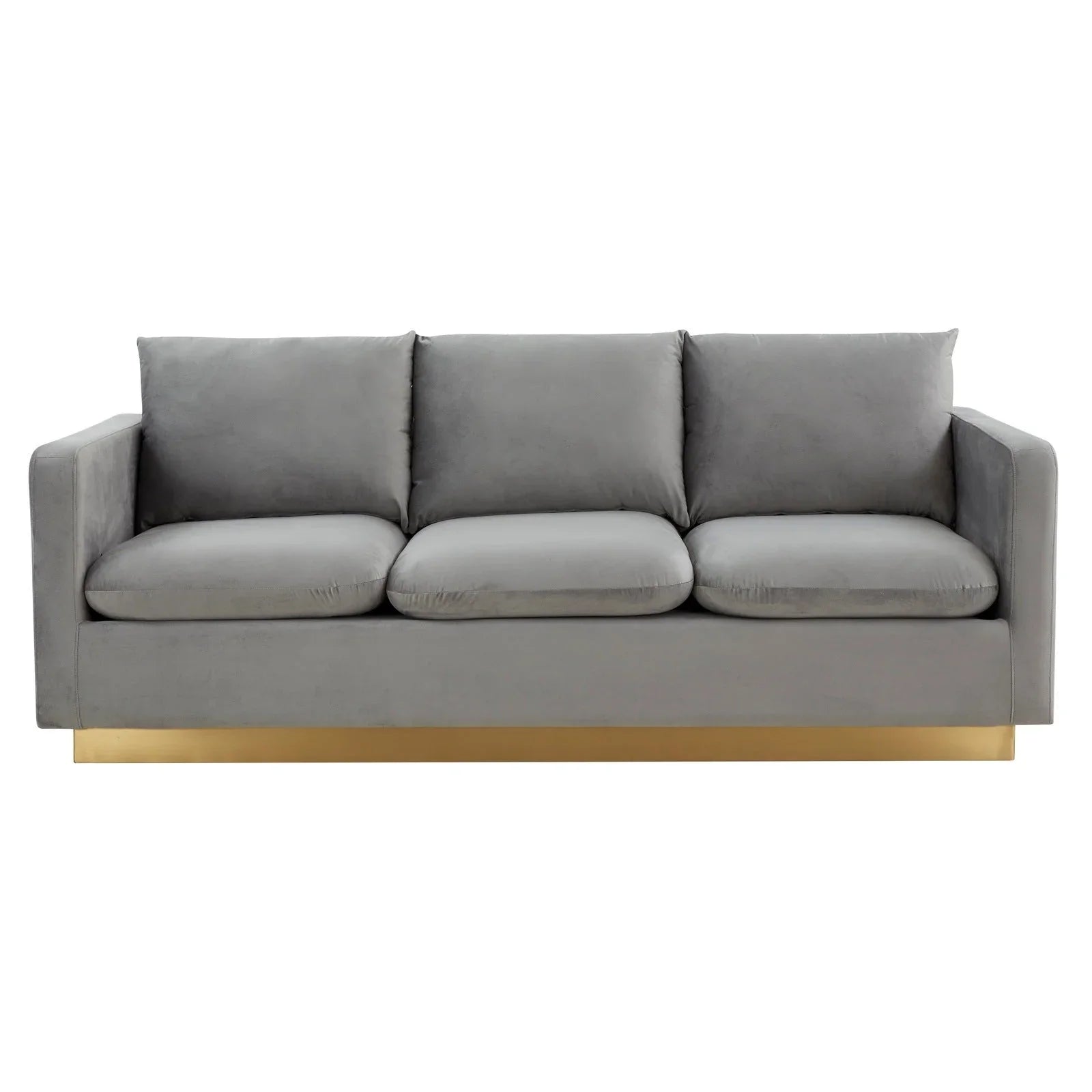 Nervo 3-Seater Velvet/Leather Full Sofa with Gold Stainless Steel Base - Elax Furniture