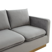 Nervo 3-Seater Velvet/Leather Full Sofa with Gold Stainless Steel Base - Elax Furniture